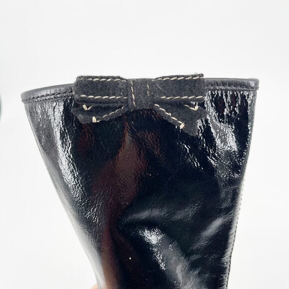 Vintage Miu Miu Black Patent Leather Pointed Toe Mid Calf Heel Boots IT 38.5 - Picture 9 of 13